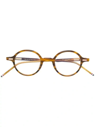 Shop Thom Browne Round Frame Glasses In Brown