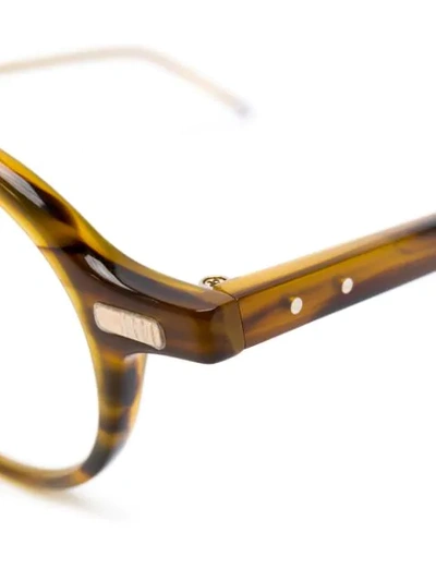 Shop Thom Browne Round Frame Glasses In Brown