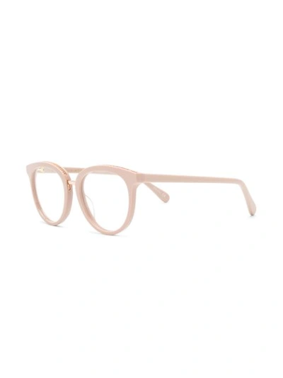 Shop Stella Mccartney Round Framed Glasses In Nude & Neutrals