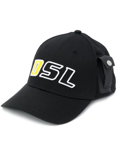 Shop Diesel Logo Baseball Cap In Black