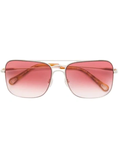 Shop Chloé Square Frame Sunglasses In Metallic