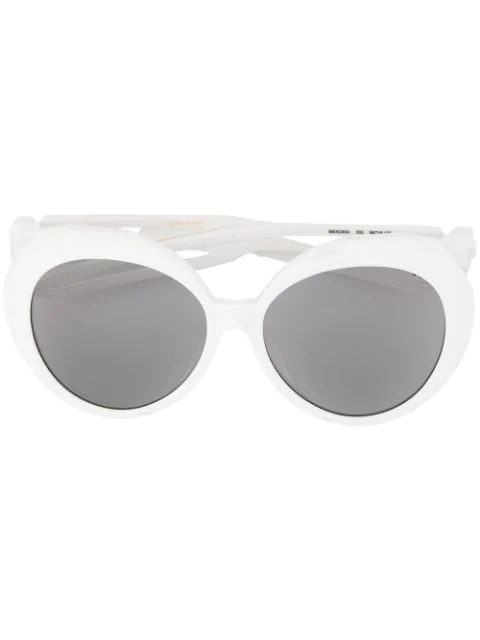 Balenciaga Hybrid Round Frame Sunglasses In Weiss Modesens