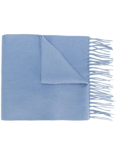 Shop Pringle Of Scotland Classic Fringed Hem Scarf - Blue