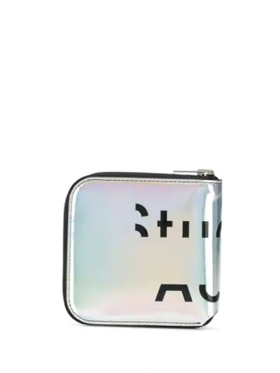 Shop Acne Studios Holographic Zip Wallet In Silver