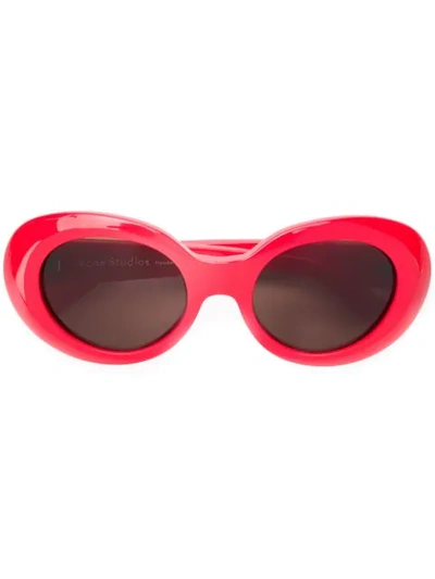 Shop Acne Studios Mustang Oval Sunglasses In Red