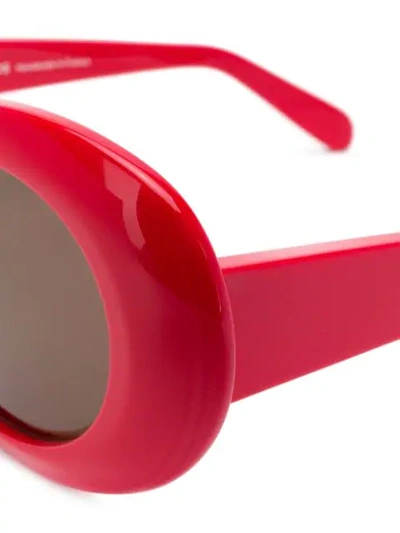 Shop Acne Studios Mustang Oval Sunglasses In Red