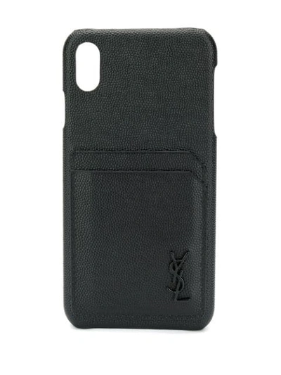 Shop Saint Laurent Monogram Iphone Xs Max Case In 1000 Black