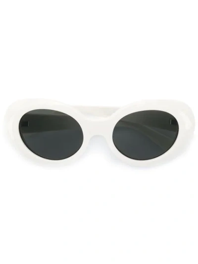Shop Acne Studios Mustang Oval Sunglasses In White