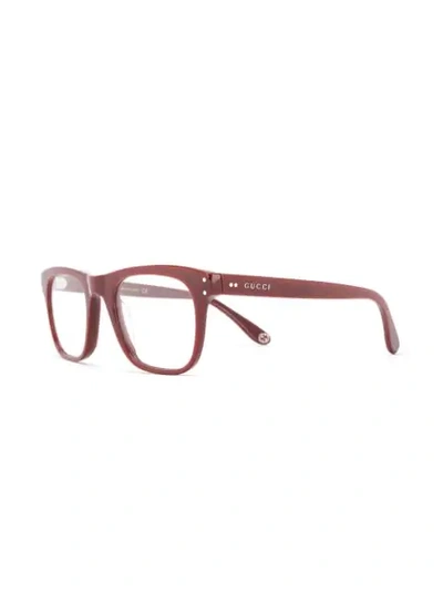 Shop Gucci Square Frame Glasses In Red