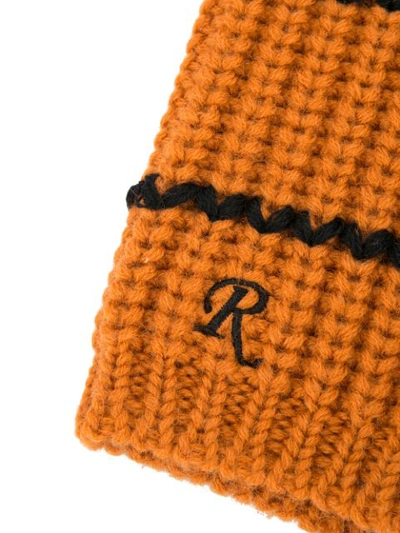 Shop Raf Simons Contrast Knitted Gloves - Yellow