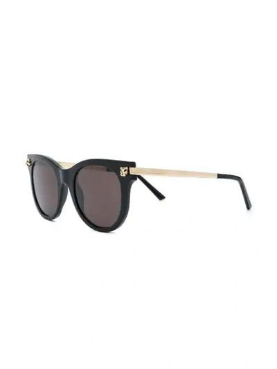 Shop Cartier Round Frame Sunglasses In Black