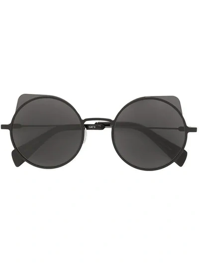 Shop Yohji Yamamoto Oversized Sunglasses In Black