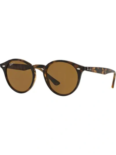 Shop Ray Ban Round Sunglasses In Brown