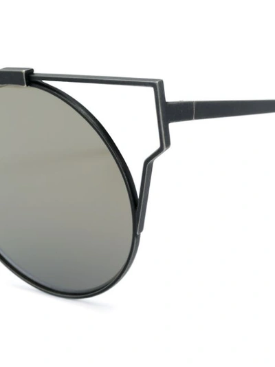 Shop Yohji Yamamoto Round Frame Sunglasses In Black