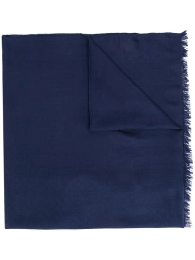 Shop Ferragamo Basic Frayed Scarf In Blue