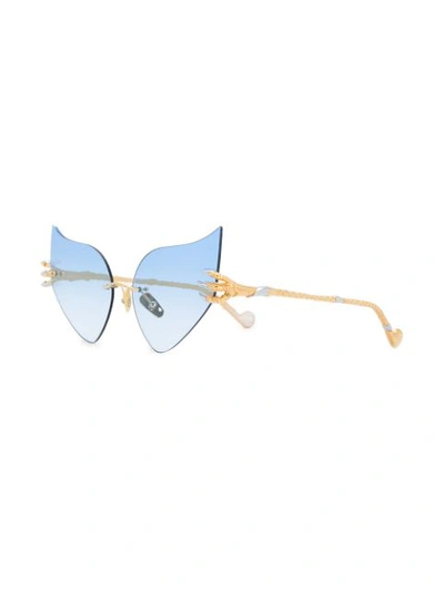 Shop Anna-karin Karlsson The Claw And The Nest Cat Eye Sunglasses In Metallic
