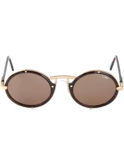 Shop Cazal Round Frame Sunglasses In Brown