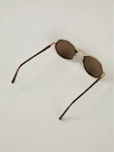 Shop Cazal Round Frame Sunglasses In Brown