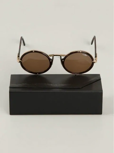 Shop Cazal Round Frame Sunglasses In Brown