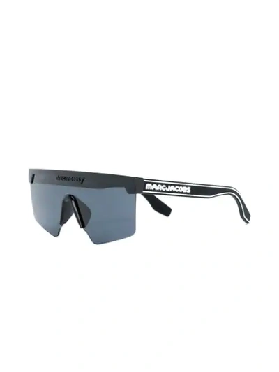Shop Marc Jacobs Logo Plaque Aviator Frame Sunglasses In Black