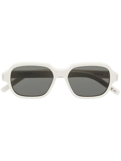 Shop Saint Laurent Square Framed Sunglasses In White