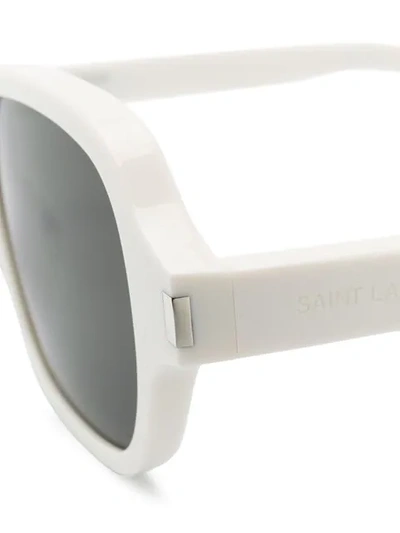 Shop Saint Laurent Square Framed Sunglasses In White