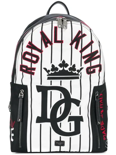 Shop Dolce & Gabbana Baseball Vulcano Backpack In Hwt26 Bianco Nero