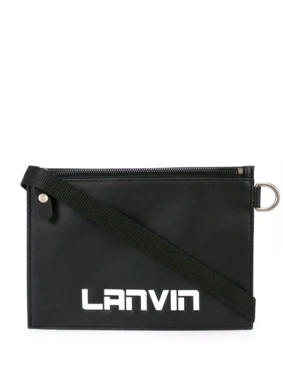 Shop Lanvin Logo Embossed Messenger Bag In Black