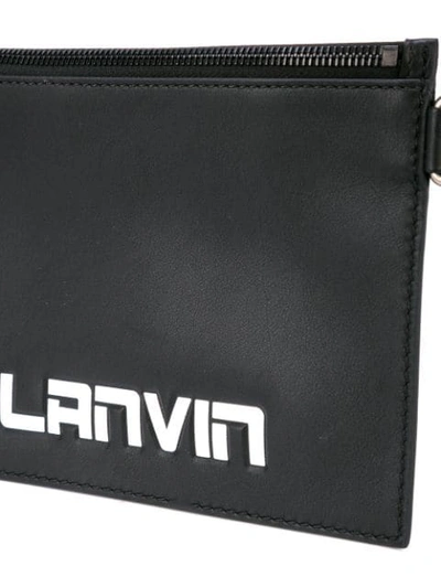 Shop Lanvin Logo Embossed Messenger Bag In Black