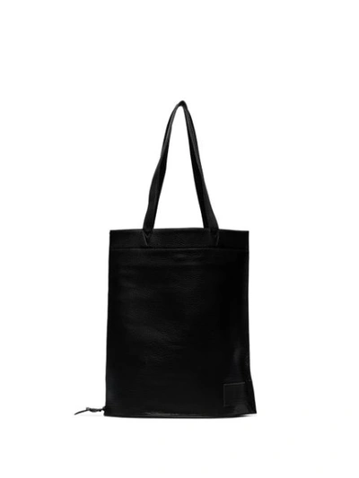 Shop Yohji Yamamoto Black Leather Tote Bag