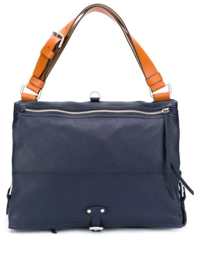 Shop Maison Margiela Foldover Top Messenger Bag In Blue