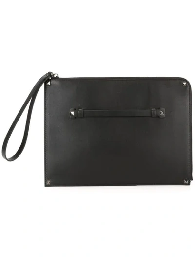 Shop Valentino Large 'rockstud' Clutch In Black