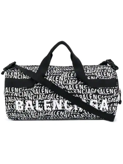 BALENCIAGA WHEEL WAVE LOGO GYM BAG - 黑色