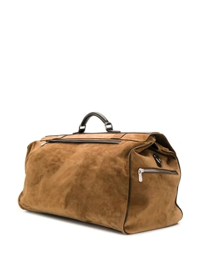 Shop Brunello Cucinelli Satchel Holdall Bag In Brown
