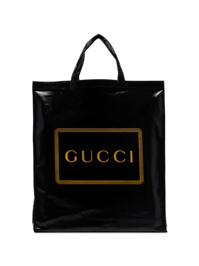 Shop Gucci Logo-print Tote Bag In Black
