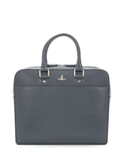 Shop Vivienne Westwood Anglomania Iconic Orb Logo Briefcase In Grey