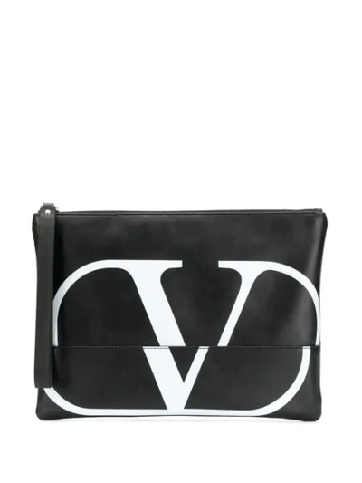 Shop Valentino Garavani Go Logo Clutch In Black