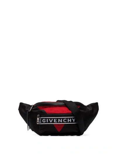 GIVENCHY BLACK LOGO STRIPE CROSS BODY BAG - 黑色