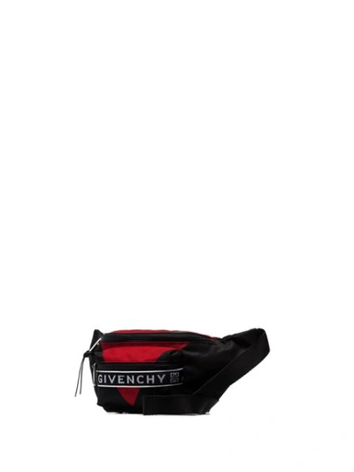 GIVENCHY BLACK LOGO STRIPE CROSS BODY BAG - 黑色