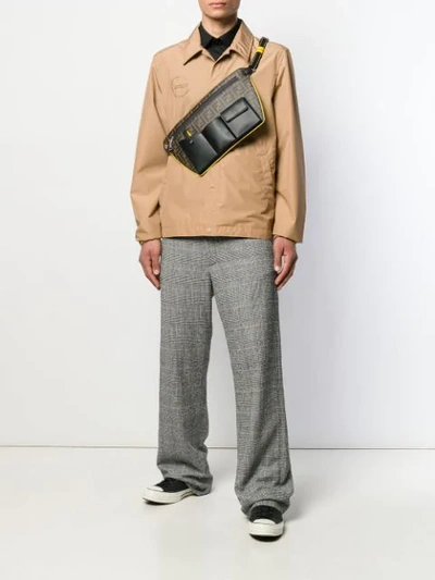 Shop Fendi Ff Multi-pocket Belt Bag In Brown