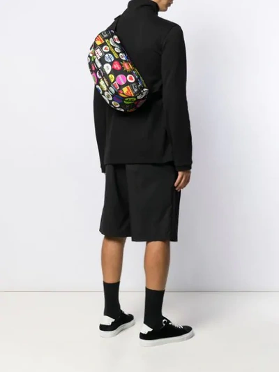 Shop Versace Badge Print Belt Bag In Black