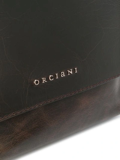 Shop Orciani Logo Embellished Messenger Bag In Brown