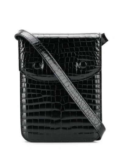 Shop Maison Margiela Crocodile Effect Mini Shoulder Bag In Black