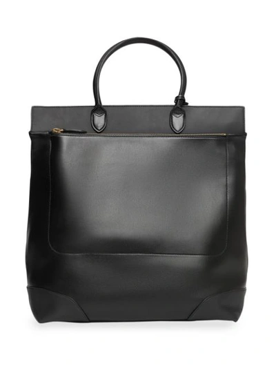 Shop Burberry Leather Portrait Society Tote In Black