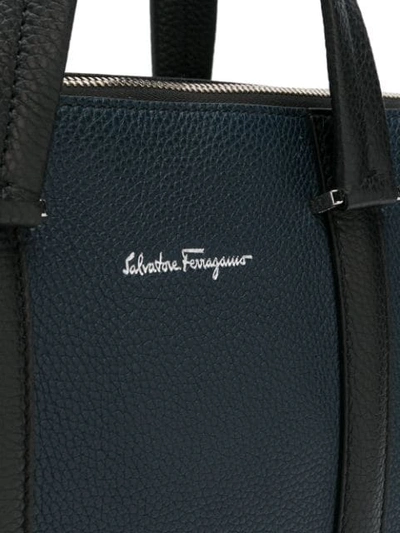 Shop Ferragamo Leather Laptop Bag In Blue