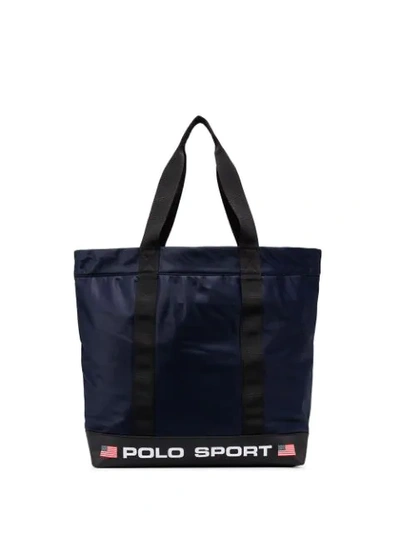 Shop Polo Ralph Lauren Logo-patch Oversized Tote Bag In Blue