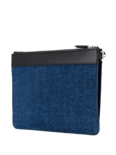 Shop Ferragamo Logo Print Clutch Bag In Blue