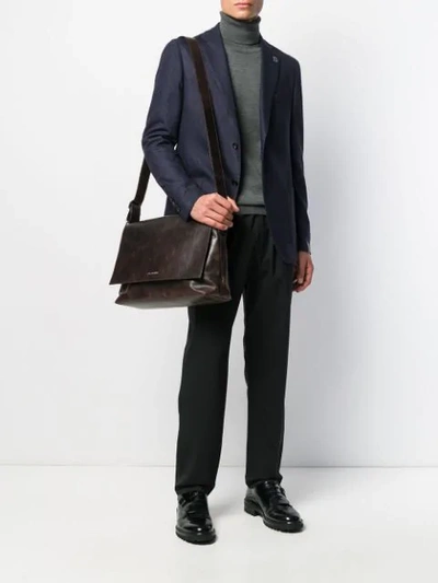 Shop Orciani Creased Laptop Bag In Brown