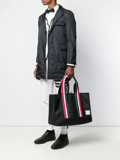 Shop Thom Browne 'east-west' Shopper In Black