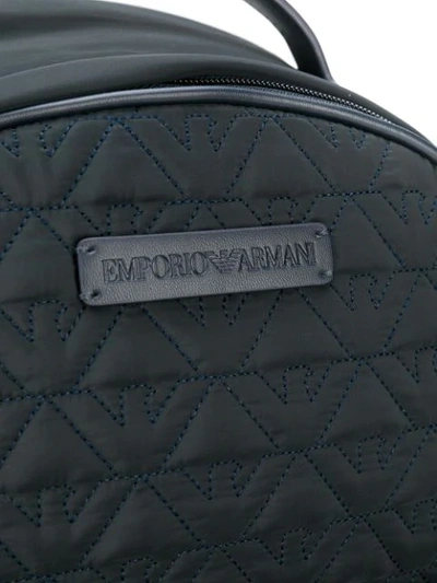Shop Emporio Armani Logo Embroidered Backpack In Blue
